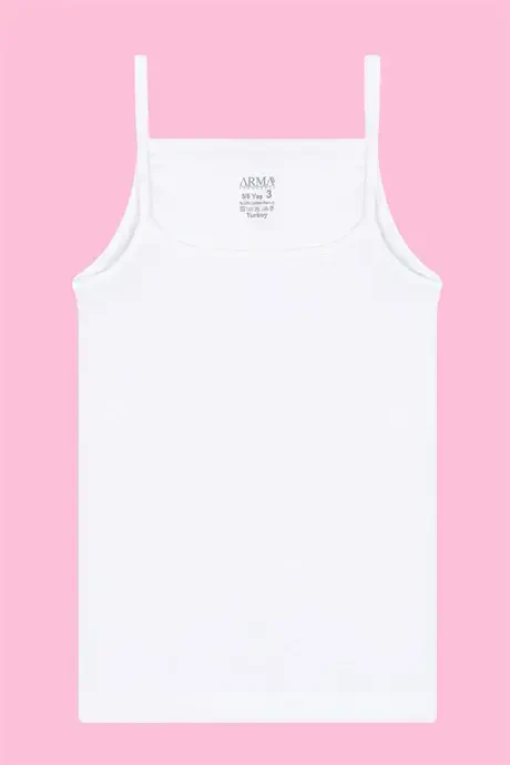 Girls' Spaghetti Strap Tank Top White Pack of 3 100% Cotton Ribbed Soft and Stretchy Fabric - 6