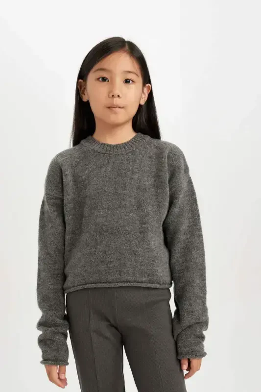 Girls' Standard Fit Crew Neck Sweater C6908A824AU - 3