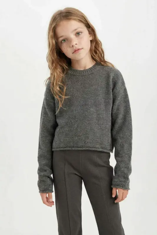 Girls' Standard Fit Crew Neck Sweater C6908A824AU - 1