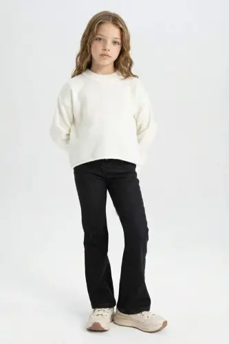 Girl's Standard Fit Crew Neck Sweater C6908A824AU - DEFACTO (1)