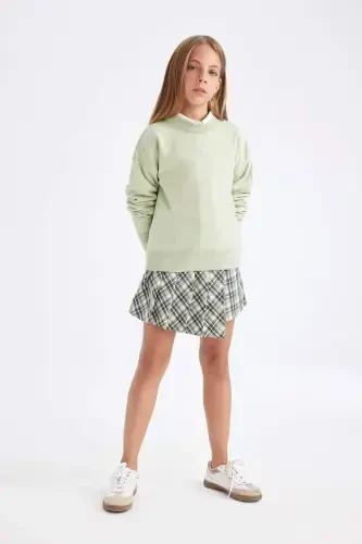 Girls' Standard Fit Crewneck Sweater C6902A824AU - DEFACTO (1)