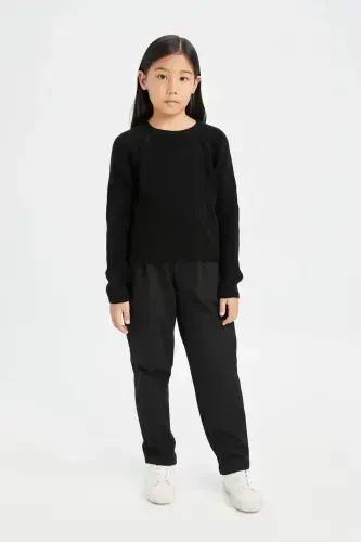 Girls' Standard Fit Crewneck Sweater C6910A824AU - DEFACTO (1)