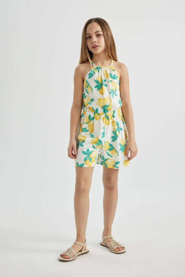 Girls' Strappy Lemon Print Cotton Short Dress B4813a824sm - 8