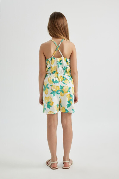 Girls' Strappy Lemon Print Cotton Short Dress B4813a824sm - 6