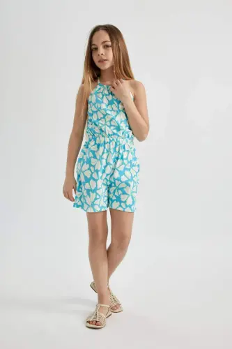 Girls' Strappy Printed Cotton Short Jumpsuit B4813a824sm - 3
