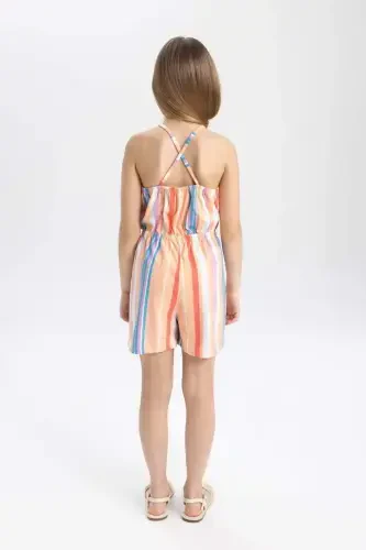 Girls' Strappy Printed Cotton Short Jumpsuit B4813A824SM - 5