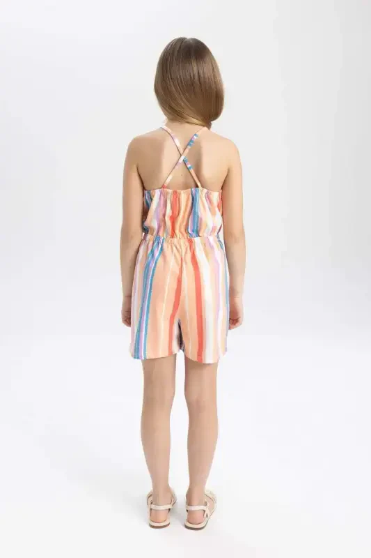 Girls' Strappy Printed Cotton Short Jumpsuit B4813A824SM - 5