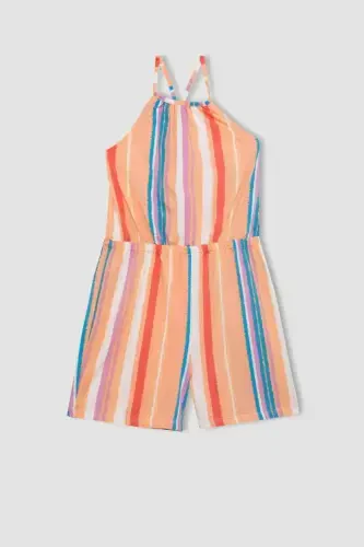 Girls' Strappy Printed Cotton Short Jumpsuit B4813A824SM - 6