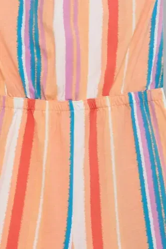 Girls' Strappy Printed Cotton Short Jumpsuit B4813A824SM - 7