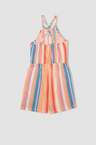 Girls' Strappy Printed Cotton Short Jumpsuit B4813A824SM - 8