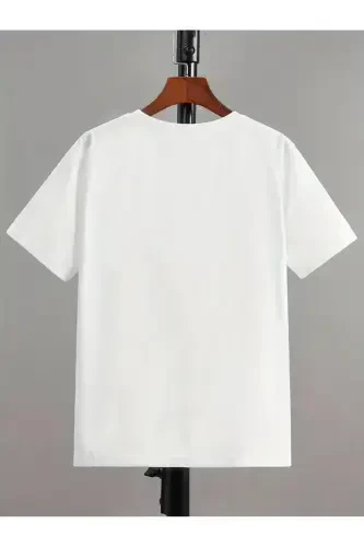 Girl's Summer Fabric Gray Tracksuit Floral Butterfly Print White T-shirt Set-White - 4