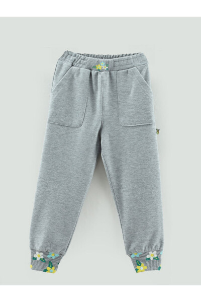 Girls' Sweatpants with Belt, Ribbed Detail and Floral Print Pockets - 4