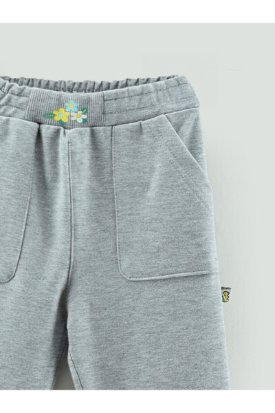 Girls' Sweatpants with Belt, Ribbed Detail and Floral Print Pockets - 5