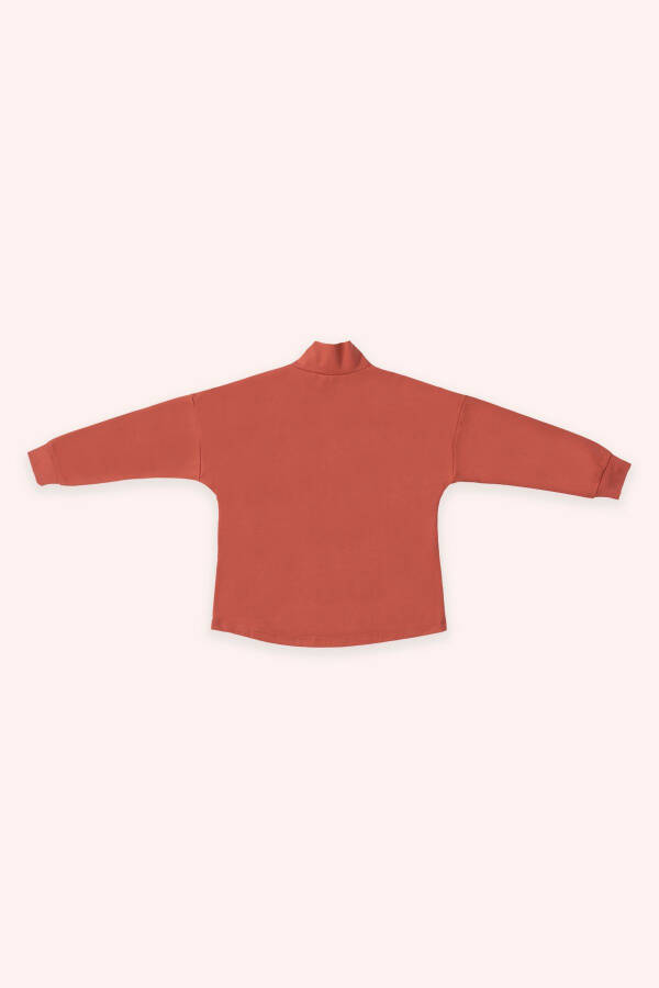 Girl's Sweatshirt with Pocket Detail - Pomegranate - 2