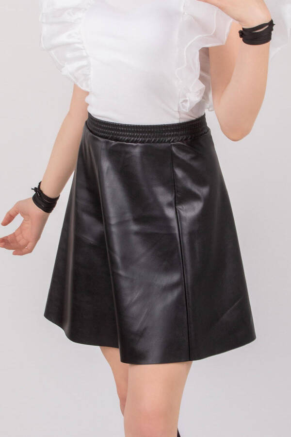 Girls Synthetic Leather Skirt - 1