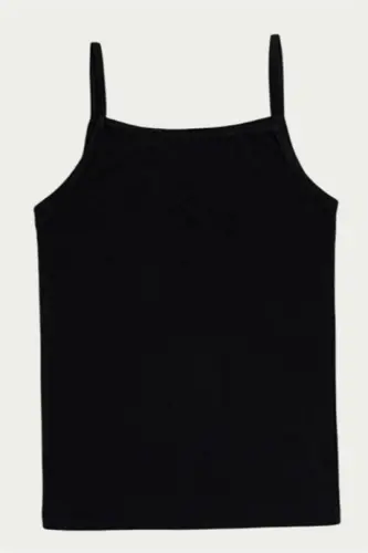 Girls' Tank Top Black 3-Pack 100% Cotton Rib Soft and Stretchy Fabric - 4