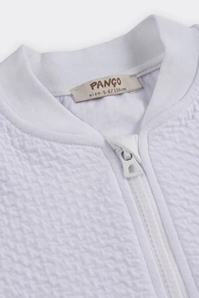 Girl's Textured Zip-Up White Sweatshirt - 4