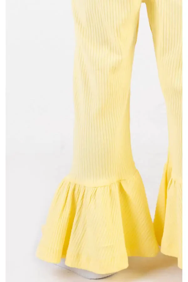 Girls' Thin Ribbed Neck and Leg Detail Basic Summer Jumpsuit 2-5 Years - 7