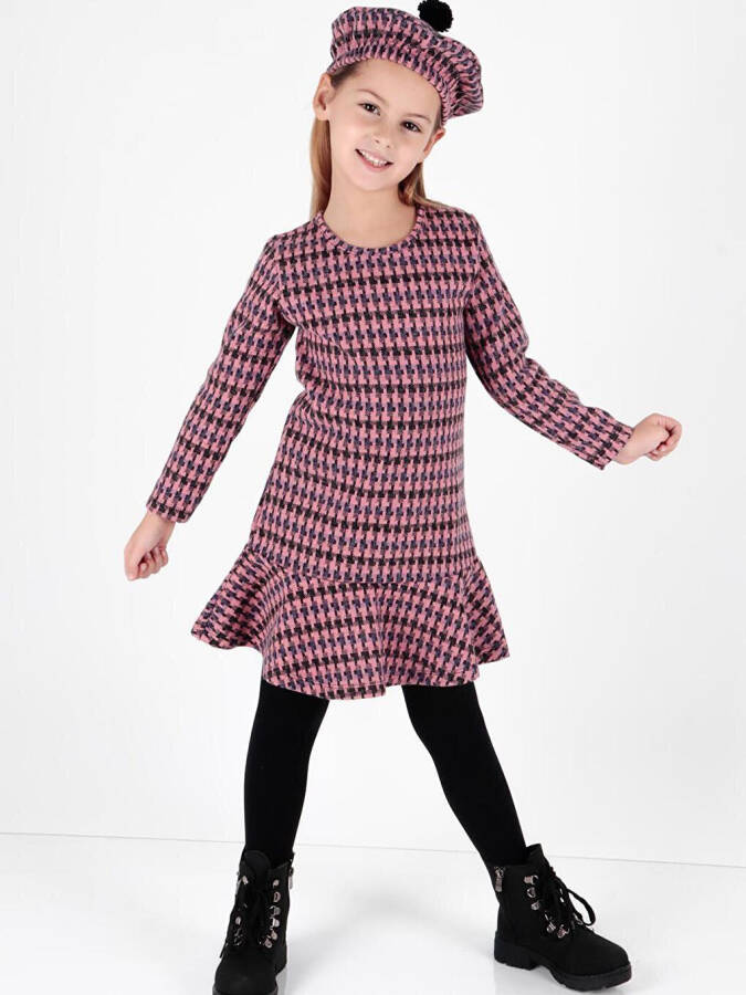 Girls' Trendy Dress with Hat and Ruffles Ak2200 - 3