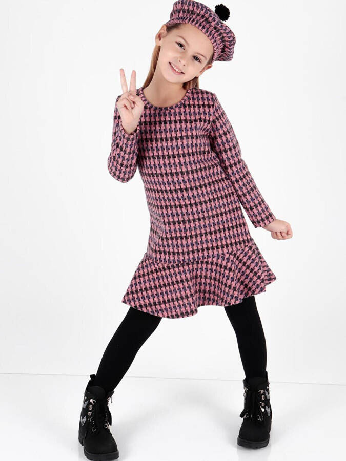 Girls' Trendy Dress with Hat and Ruffles Ak2200 - 11