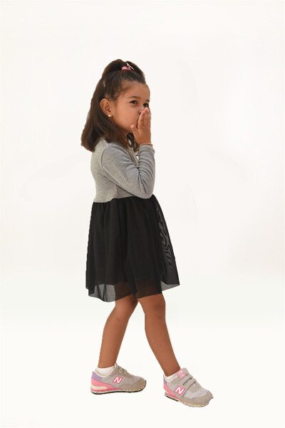 Girls' Tulle Detail Knit Dress - 13