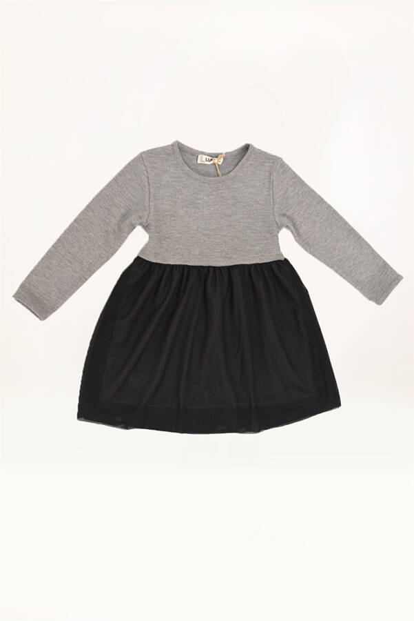 Girls' Tulle Detail Knit Dress - 14