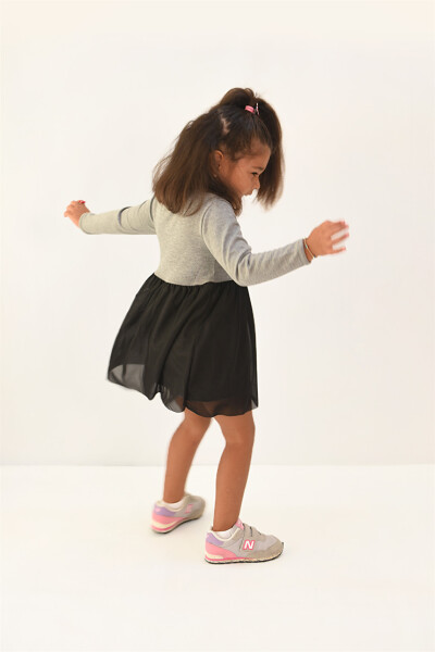 Girls' Tulle Detail Knit Dress - 15