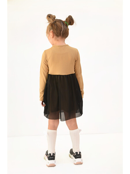 Girls' Tulle Detail Knit Dress - 3