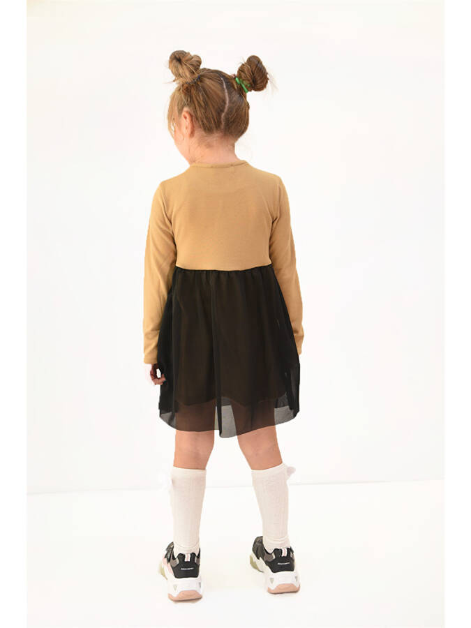 Girls' Tulle Detail Knit Dress - 3