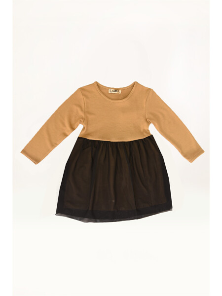 Girls' Tulle Detail Knit Dress - 4