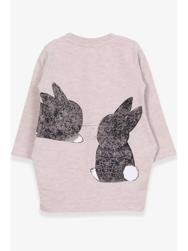 Girl's Tunic with Bunny Pattern Beige Melange (1.5-5 Years)-Beige - 2