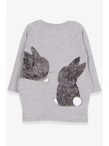 Girl's Tunic with Bunny Pattern in Gray Melange (1.5-4 Years Old)-White - LC WAIKIKI (1)