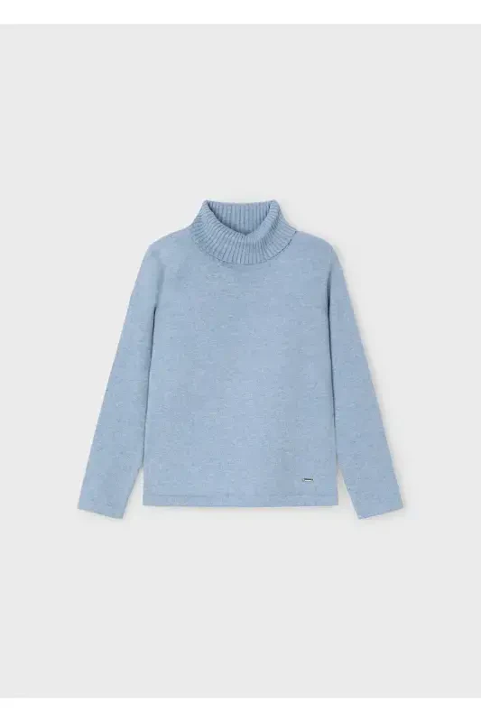 Girl's Turtleneck Sweater - Blue-GINGER - 1