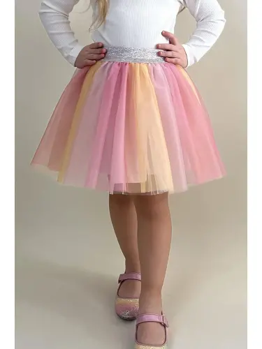 Girl's Tutu Skirt Colorful Tulle Mixed Color (Age 10-12)-Mixed - 1