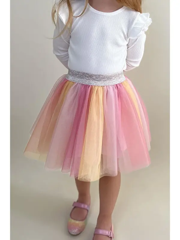 Girl's Tutu Skirt Colorful Tulle Mixed Color (Age 10-12)-Mixed - 2
