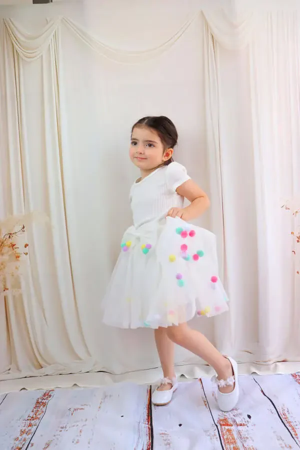 Girls Tutu Skirt, Pompom or Plain - 5