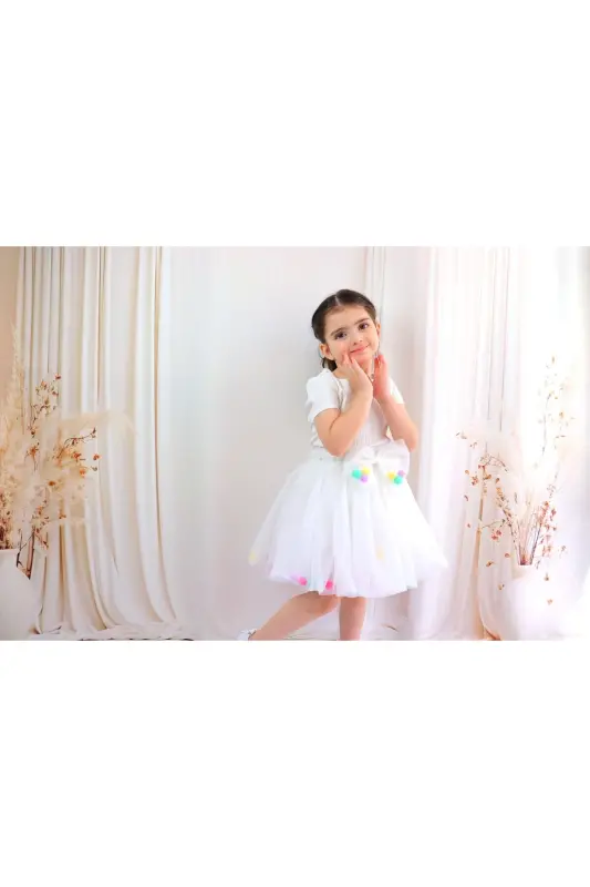 Girls Tutu Skirt, Pompom or Plain - 4