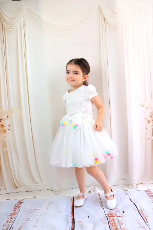 Girls Tutu Skirt, Pompom or Plain - 5