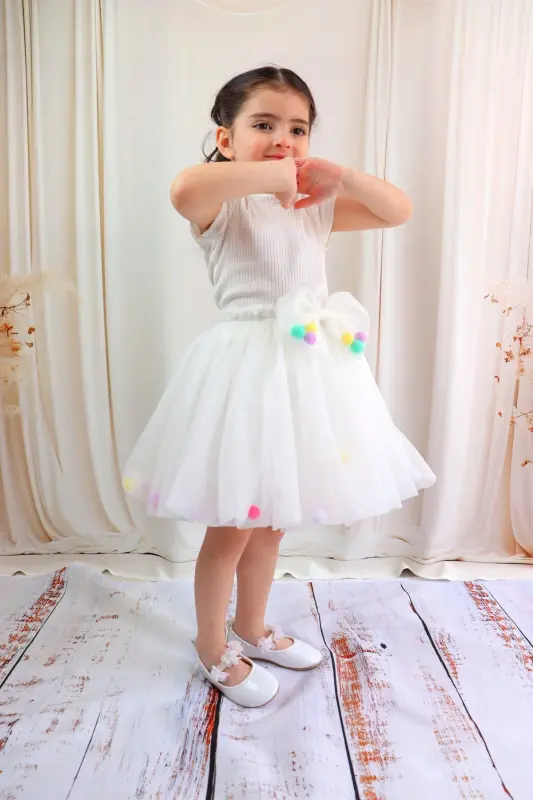 Girls Tutu Skirt, Pompom or Plain - 8