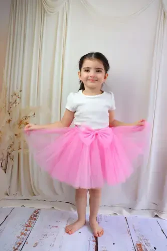 GIRL'S TUTU SKIRT, POMPOM OR PLAIN-LIGHT PINK - 7