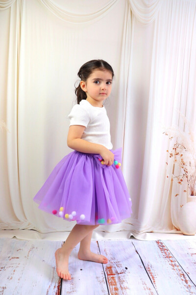 Girls Tutu Skirt, with Pom-poms or Plain - 6