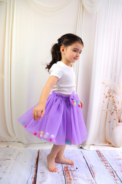 Girls Tutu Skirt, with Pom-poms or Plain - 8