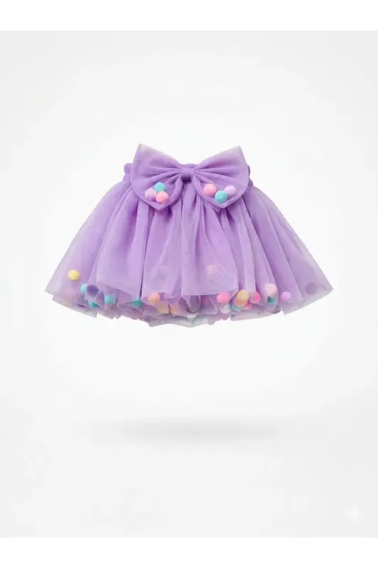 Girls Tutu Skirt, with Pom-poms or Plain - 1