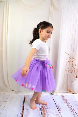 Girls Tutu Skirt, with Pom-poms or Plain - 5