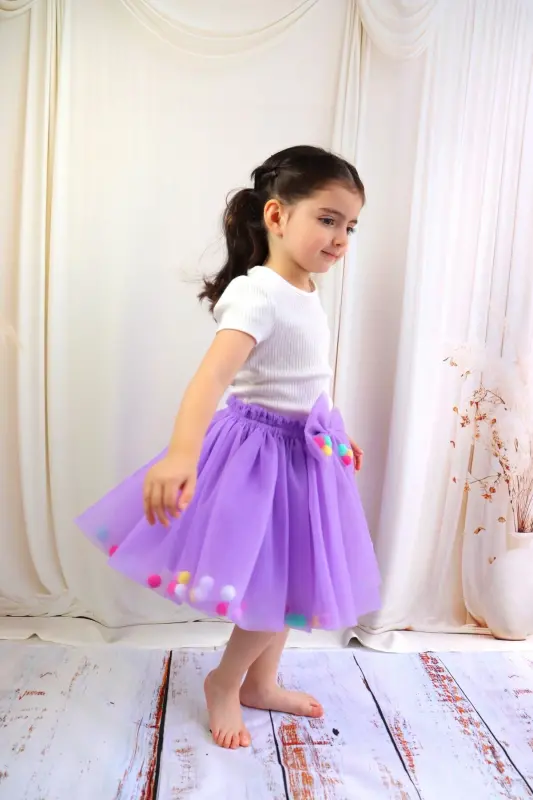 Girls Tutu Skirt, with Pom-poms or Plain - 5