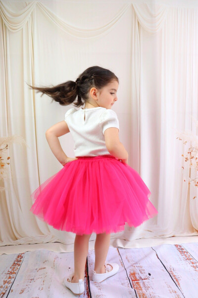 Girls Tutu Skirt, With Pom-Poms or Plain - 3