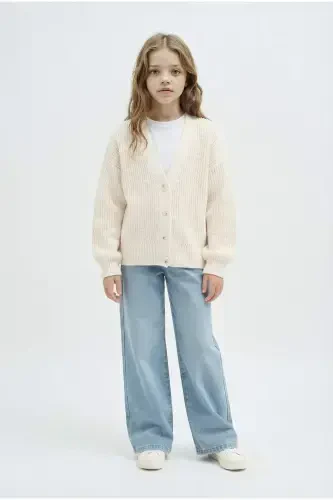 Girl's V-Neck Cardigan - DEFACTO (1)