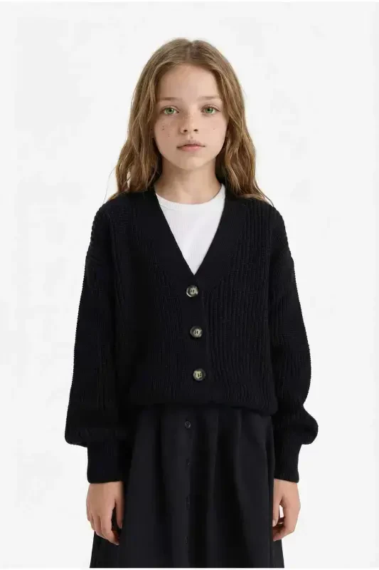 Girls V-Neck Cardigan A2298a823wn - DEFACTO