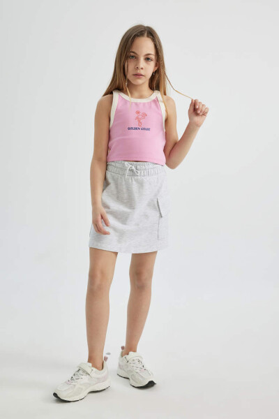 Girls' Waist Tie Skirt Grey Melange - 3