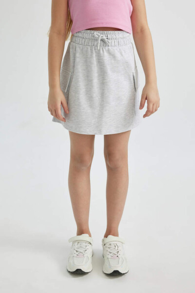 Girls' Waist Tie Skirt Grey Melange - 4